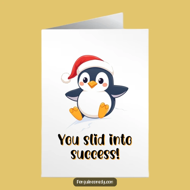 Free Printable Congrats Card: Penguin Santa's Snowy Slide! Best Downloadable Gift