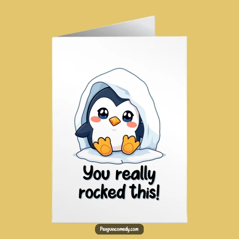 Free Printable Curious Penguin Congrats Card - Downloadable Iceberg Surprise for Any Achievement