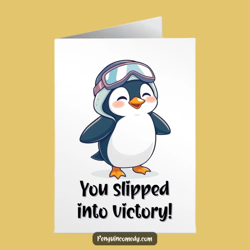 Free Printable Giggling Penguin Congrats Card - Hilarious Downloadable Celebration Art