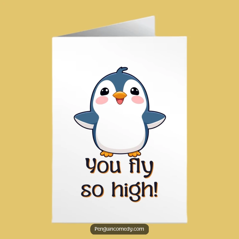 Free Printable Congrats Card: Penguin Cheers Upwards, Your Joyful Downloadable Gift!