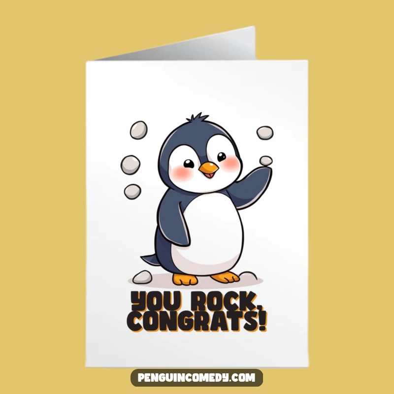 Free Printable Penguin Juggling Success Card - Funny Congratulations Downloadable