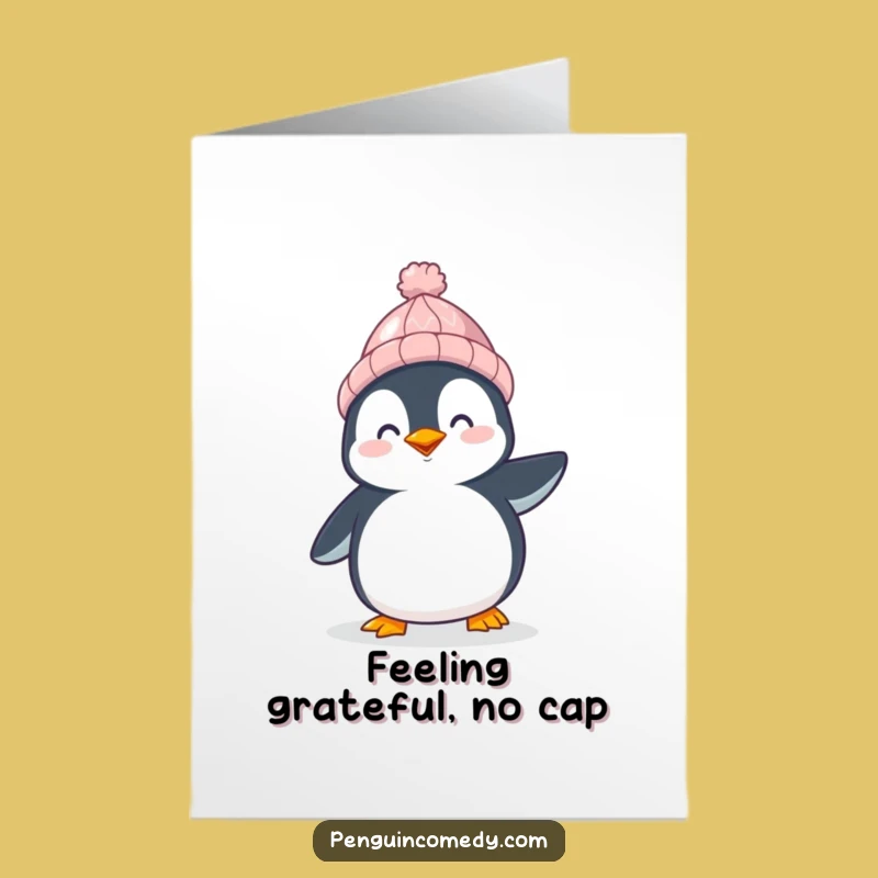 Free Printable Penguin Thank You Card - Funny Hat Waddling Downloadable Note