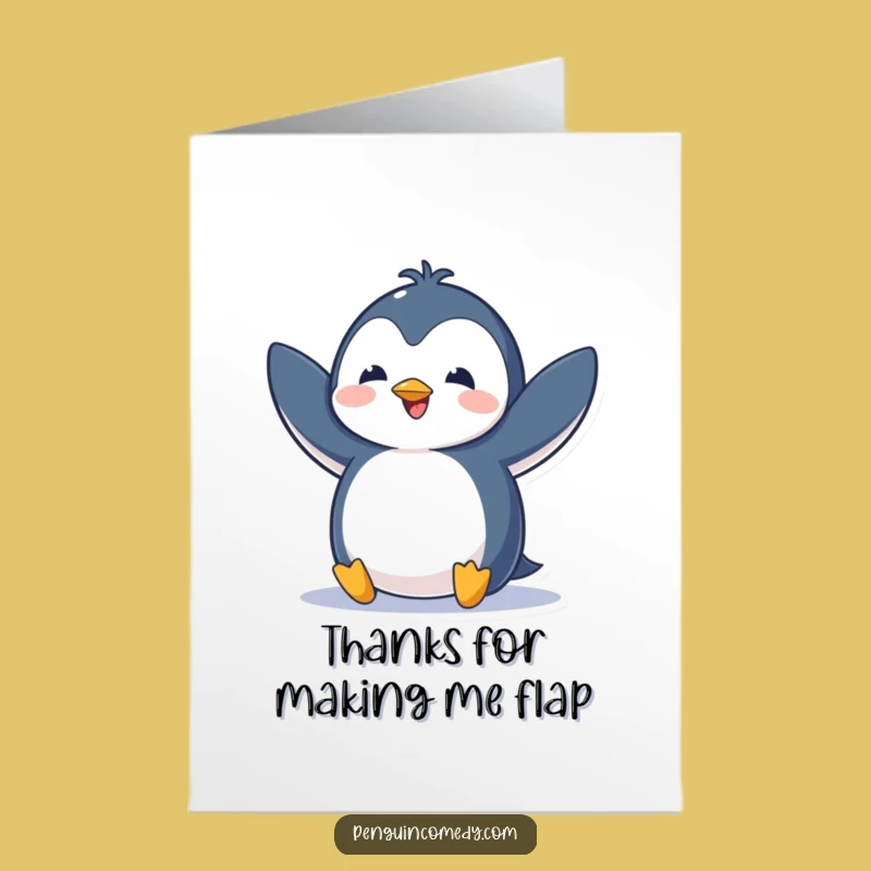 Free Printable Thank You Card: Excited Penguin Flap Downloadable for Gratitude