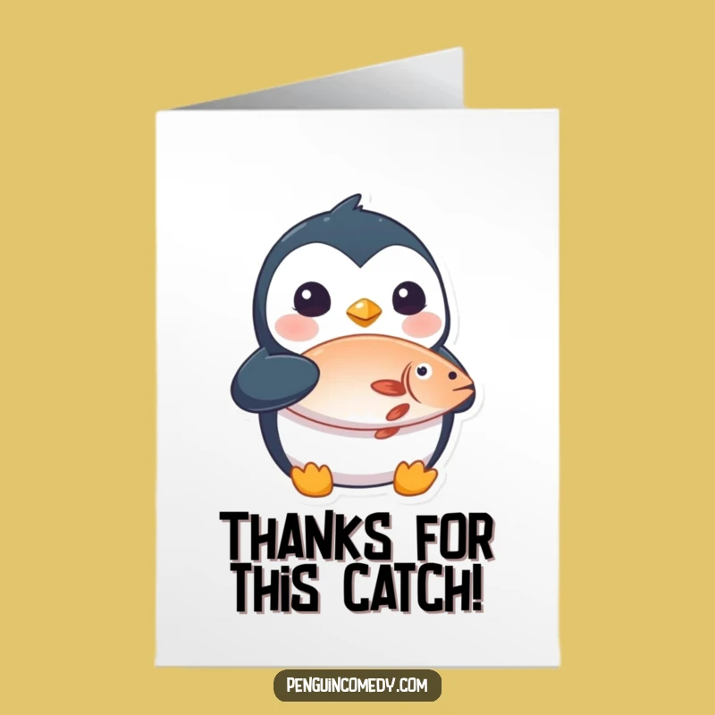Free Printable Penguin Thank You Card Funny Downloadable Gift Fish