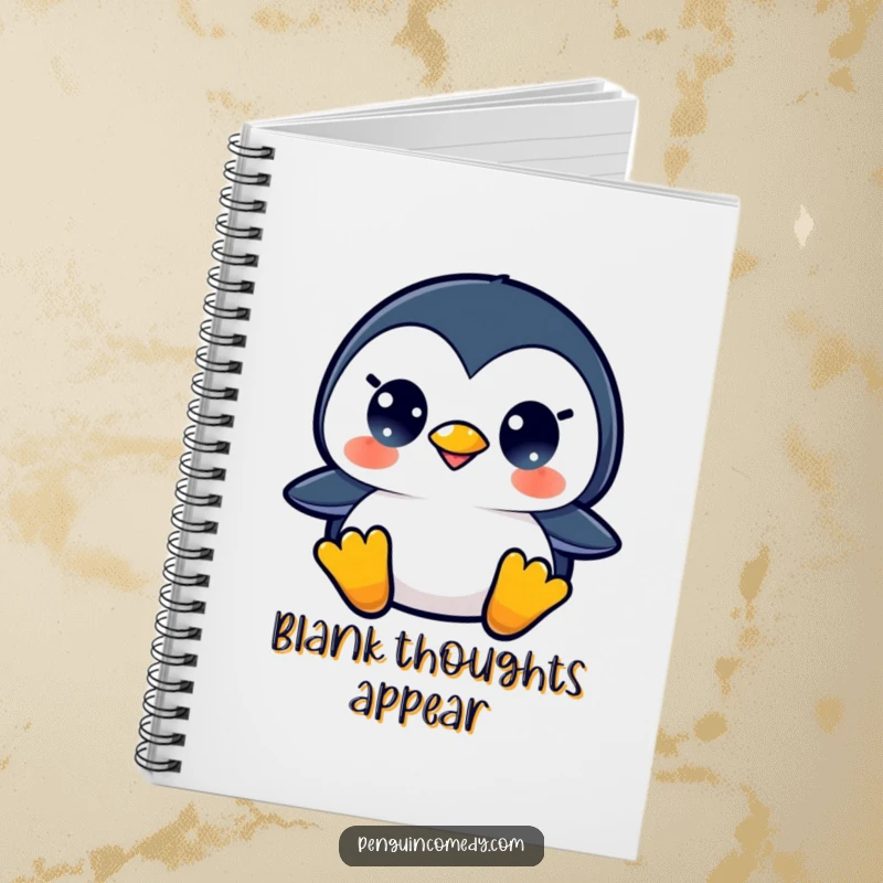 Funny notebook with a surprised penguin cover, perfect for notes and journaling, a humorous gift.