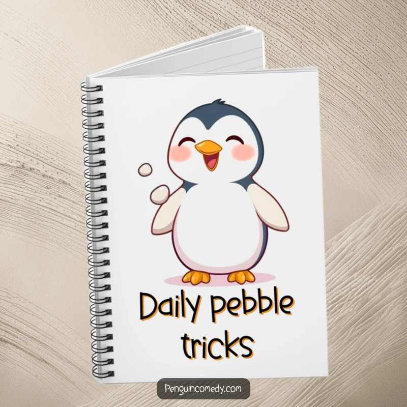 Funny Penguin Notebook: A lined notebook for jotting ideas, with a delighted penguin juggling pebbles, encouraging creative and playful thoughts.