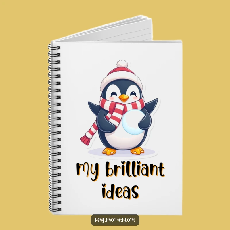 Funny Penguin Snowball Notebook: Jot Down Ideas With Winter Magic