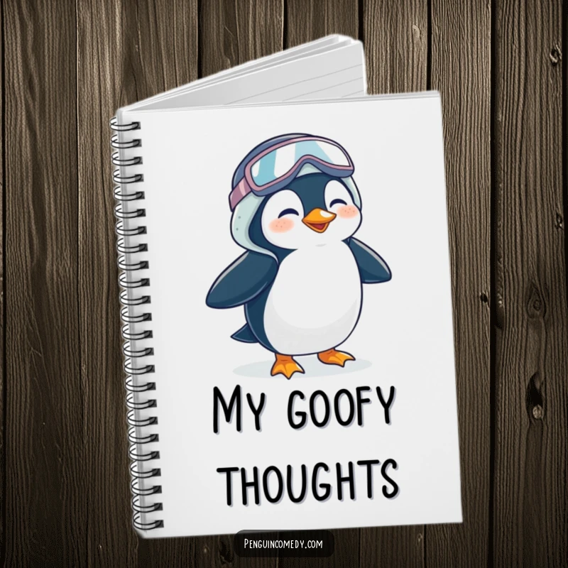 Funny Penguin Notebook: A lined notebook for jotting ideas, featuring a giggling penguin waddling in oversized galoshes, encouraging funny thoughts.