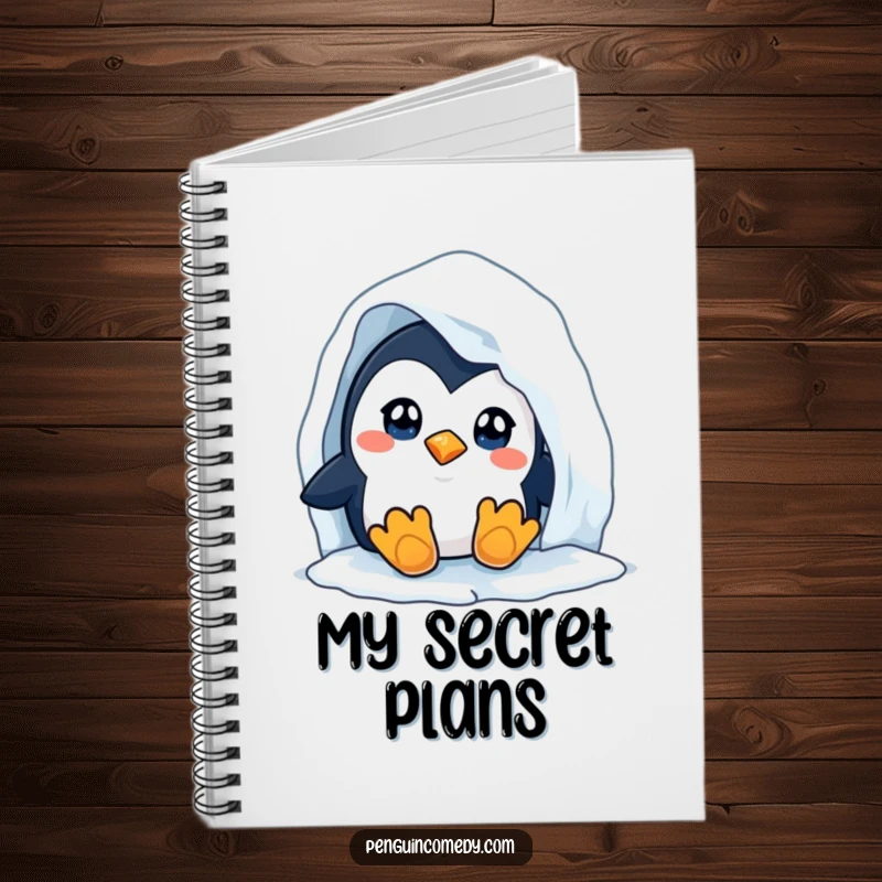 Funny Penguin Notebook: A lined notebook for jotting ideas, featuring a curious penguin peeking from an iceberg, ideal for creative expression.
