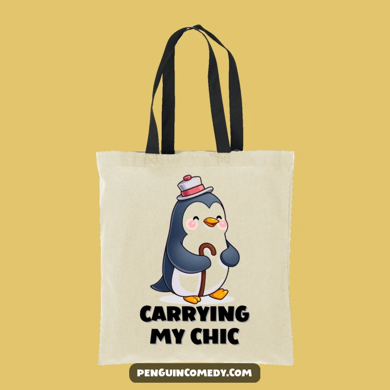 Funny Happy Penguin Tote Bag: Carry Dapper Charm and Humor