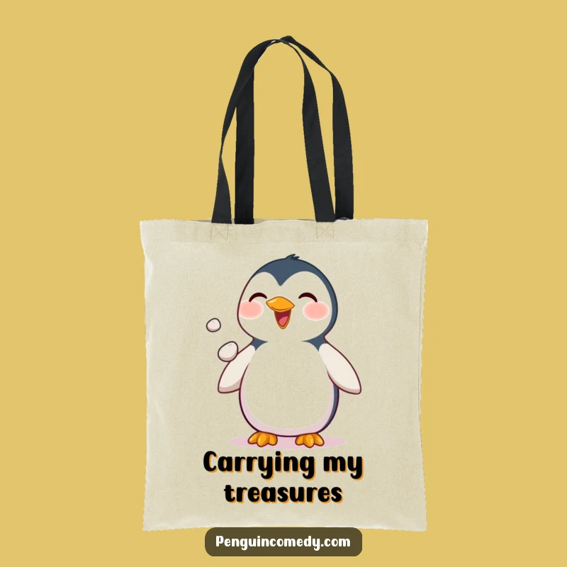 Funny Penguin Tote Bag - Juggling Pebbles Fun, Whimsical Carry-All Gift