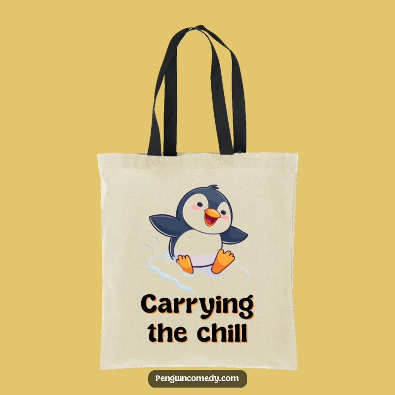 Funny Penguin Sliding Tote Bag: Carry Your Winter Joy With Playful Style