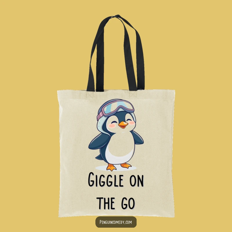 Funny Penguin Tote Bag - Giggling Waddler, Comical Carry-All Gift